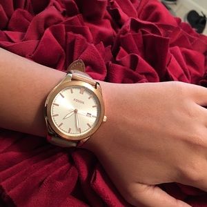 Fossil Rose Gold Leather Strap Watch